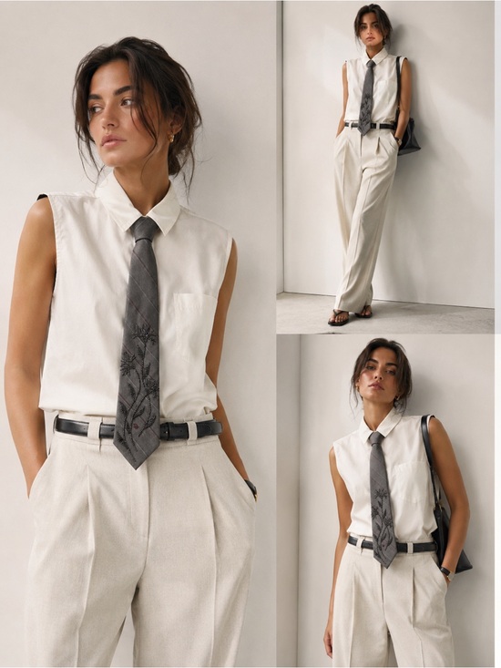 Dior Other - Dior Charcoal Gray Embroidered Tie with Subtle Pattern